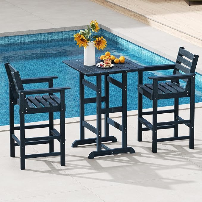 Tangkula Patio Adirondack Chairs Set of 4, HDPE Bar Height Chair - Image 4