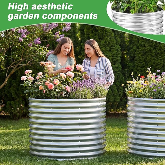 AHEONLAR 2 Pack 3x3x3ft Round Galvanized Raised Garden Bed Outdoor Metal - Image 7