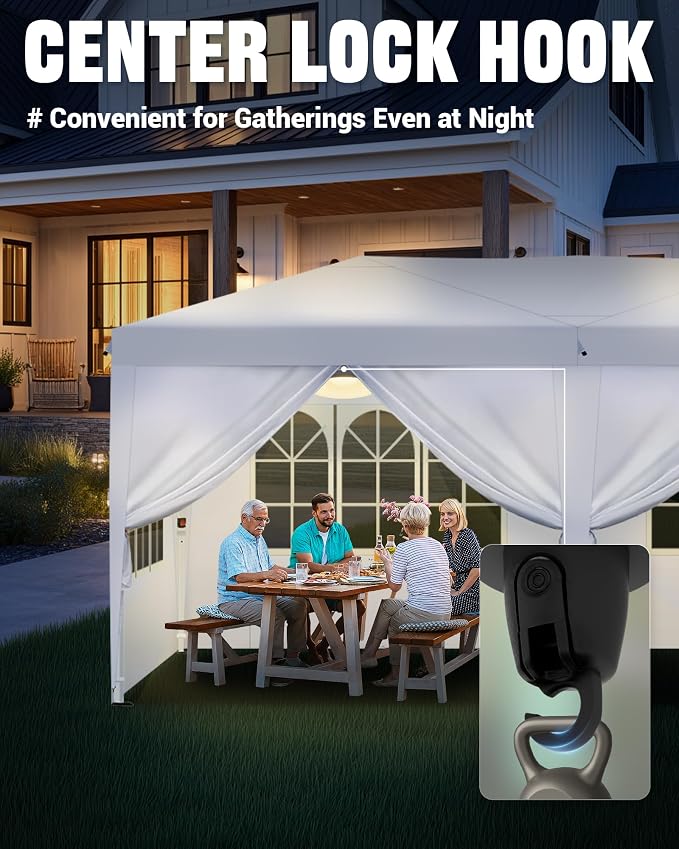 10x20 Pop Up Canopy, 2 Central Lock Easy Set-up Outdoor Party Tent - Image 3