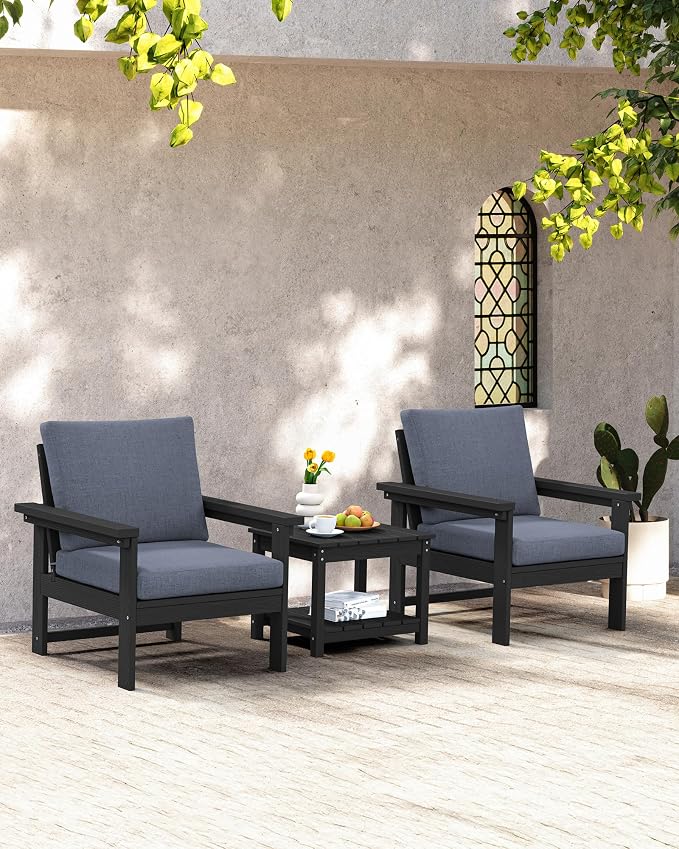 SERWALL HDPE Patio Sofa Set, 3-piece Sectional Outdoor Furniture Set, All - Image 7