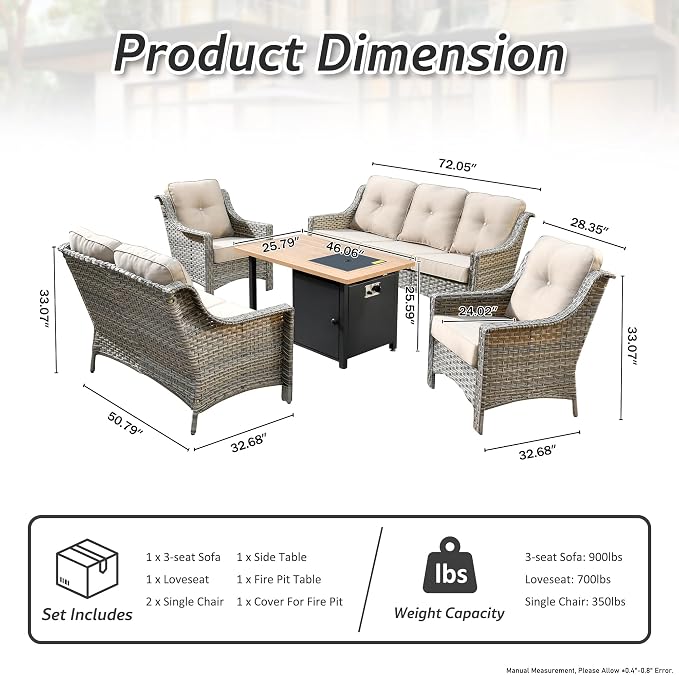 HOOOWOOO 5 Piece Patio Set - Image 7