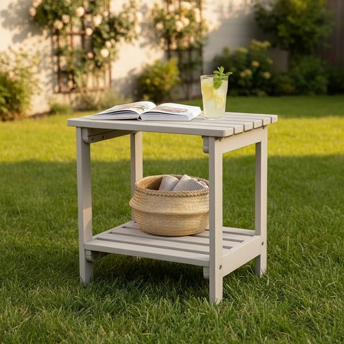Shine Company Providence Rectangular Solid Wood Side Table, Outdoor Adirondack - Image 2