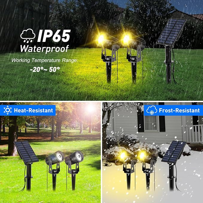 T-SUN Solar Spotlights Outdoor Waterproof, 2-in-1 Solar Landscape Spotlights - Image 6