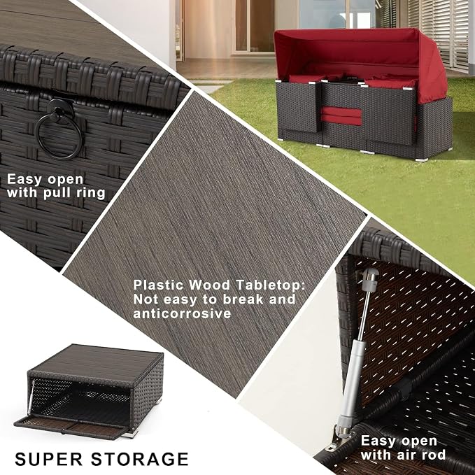 HOMREST 6 Pieces Patio Furniture Sets, Rattan Daybed - Image 6