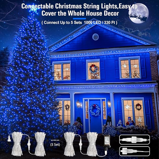 JMEXSUSS Blue Christmas String Lights Indoor Outdoor, 66ft 200 LED Blue String - Image 7