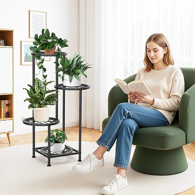 4 Tier Plant Stand Outdoor Indoor, Metal Flower Shelf Display Holder - Image 6
