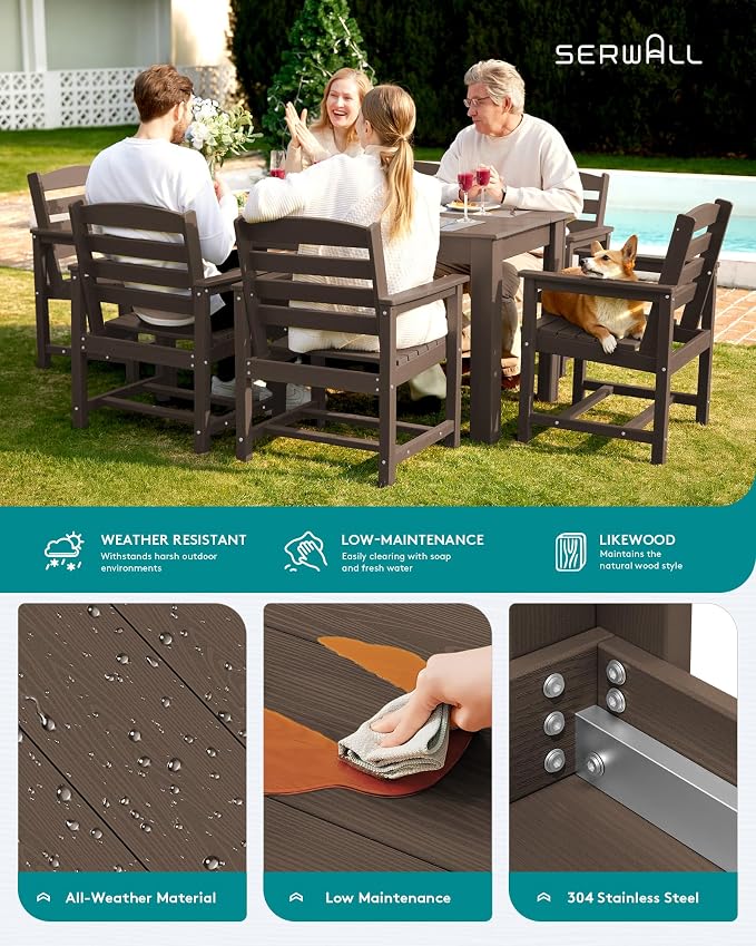 SERWALL Outdoor Dining Sets for 10, HDPE Dining Sets for 10 Person - Image 6