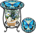 Outdoor Side Table Round Small Mosaic Patio Accent Indoor End Plant Coffee Tea by Cinnvoice