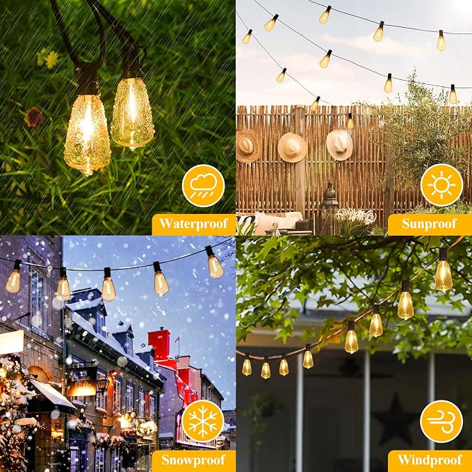 Brightever LED Outdoor String Lights 100FT Patio Lights - Image 5