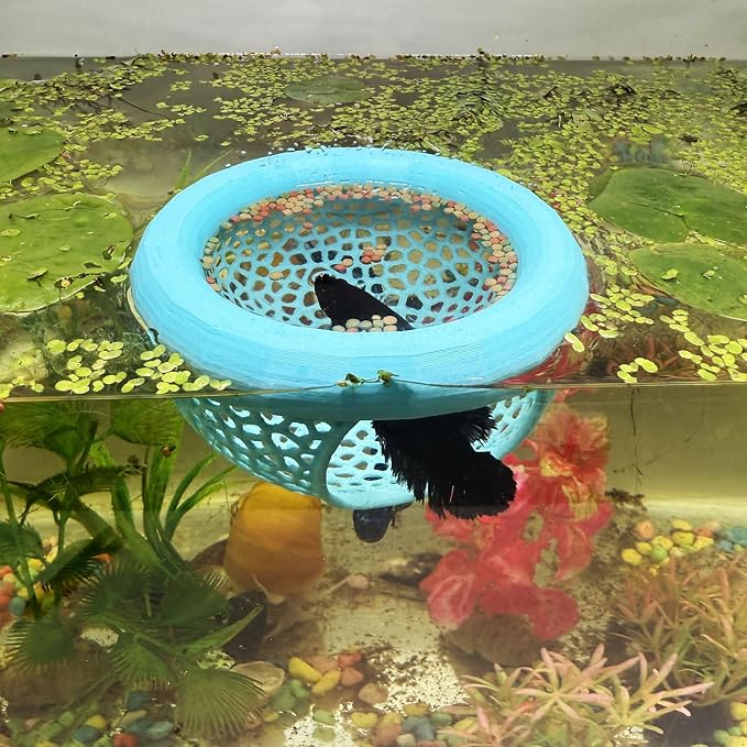 Aquarium Floating Betta Fish Skins, Betta or Shrimp Feeder, Cave and Hammock by HOZOE