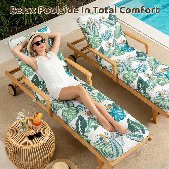 Waterproof Outdoor Chaise Lounge Chair Cushion 75.1 x 22 x 4.72 Inches UV - Image 2