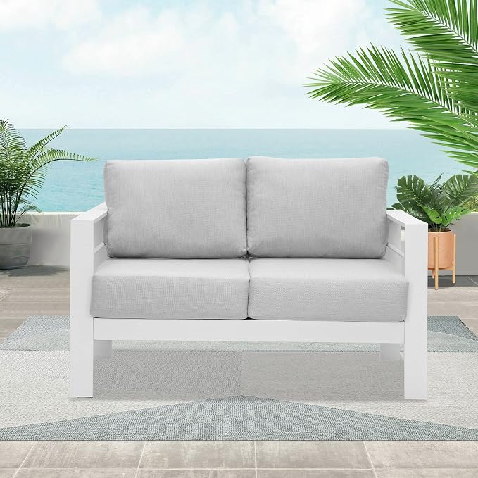 Wisteria Lane Patio Furniture Aluminum Loveseat, All-Weather Outdoor 2 Seats - Image 7