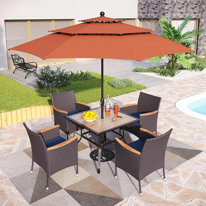 PHI VILLA 5 Pieces Outdoor Patio Dining Set - Image 6
