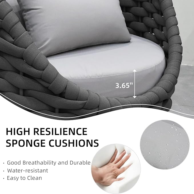 TWT Patio Sofa Set of 2 All-Weather Textilene Rope Balcony Furniture - Image 5
