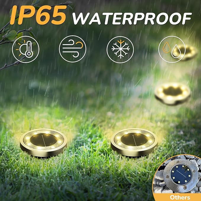 INCX Solar Ground Lights, 20 Pack Solar Lights Outdoor Waterproof, Solar Garden - Image 3