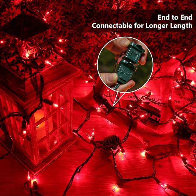 BrizLabs Red Christmas String Lights, 69.6ft 300 Count Incandescent Christmas - Image 2