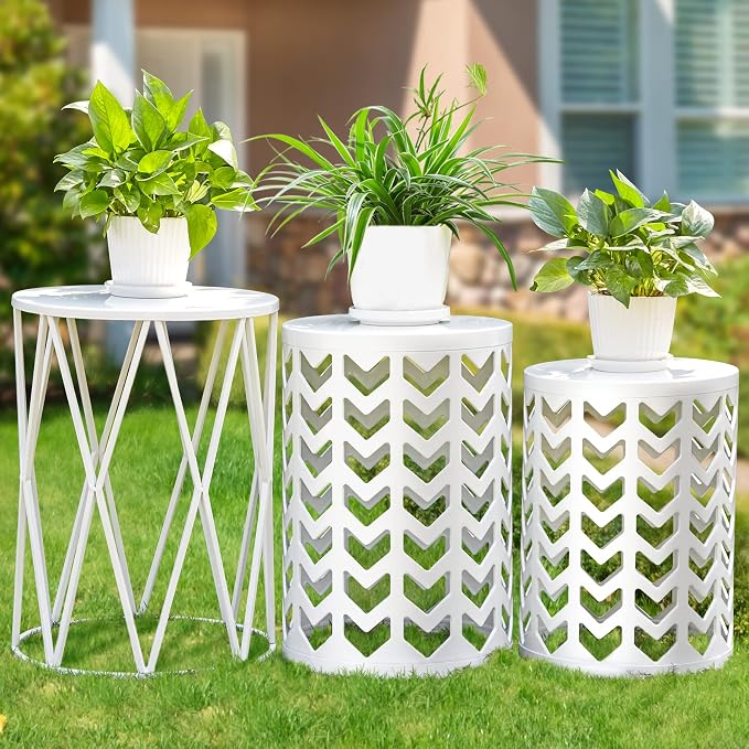 Y&M Set of 3 Metal Round Coffee Table, Side Table End Table by YM
