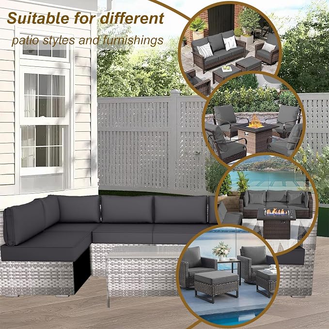 14 Piece Outdoor Patio Cushion Cover Replacement, Waterproof Patio Cushion - Image 6