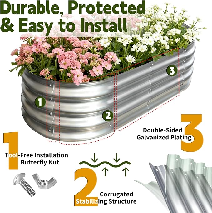 Galvanized Raised Garden Bed Outdoor, Large Raised Bed - Image 2