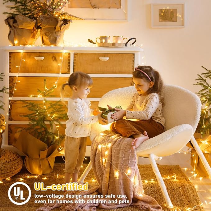 JMEXSUSS 150 LED Christmas Lights Indoor Plug in, Connectable Warm White - Image 2