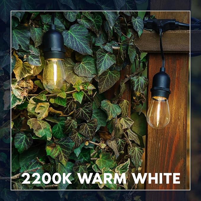 LUXRITE 24FT LED Outdoor String Lights, Commercial Grade Waterproof, 12 Edison - Image 6
