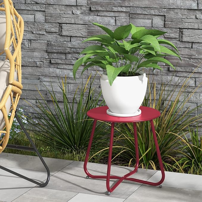 Grand patio Outdoor Side Table 18-inch Round End Table Accent Table - Image 7