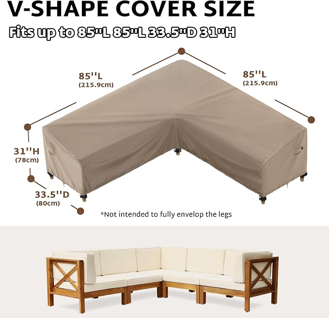 iBirdie Outdoor Sectional Cover fit 85 x 85 inch, 84 x 84, 83 x 83, 82 x 82 - Image 2