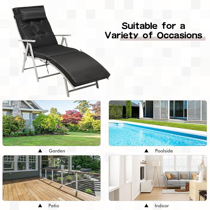 Giantex Chaise Lounge Chair for Outside, Pool Folding Reclining Beach Chair - Image 8
