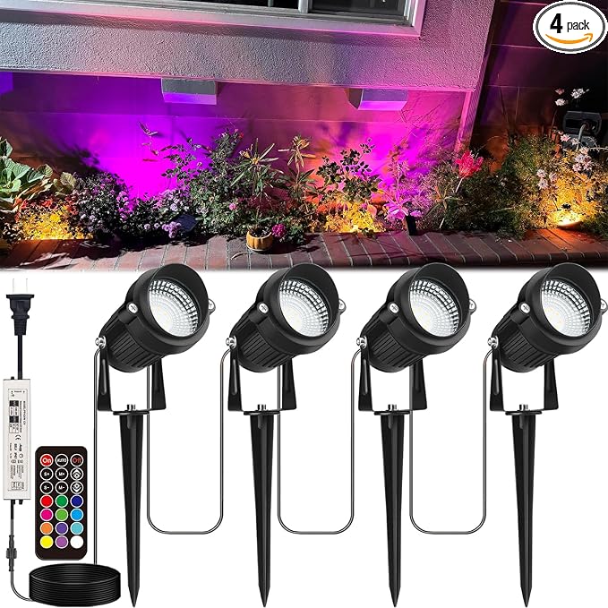 Landscape Lighting, 24W RGB Spot Lights Outdoor by YEMKJFCDogToys