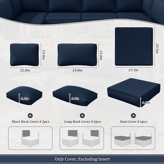 14 Pcs Outdoor Cushion Slipcovers Outdoor Patio Cushion Covers Replacement - Image 2