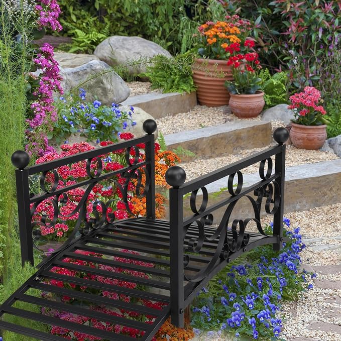 VINGLI 3.4ft Metal Garden Bridge, 330lbs Capacity Garden Bridges - Image 7