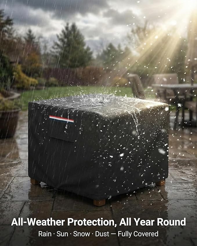 Square Waterproof Patio Ottoman Cover, 600D Heavy Duty Outdoor Furniture Cover - Image 4