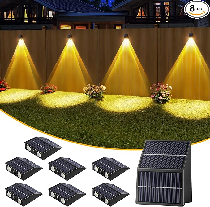 High Brightness Solar Fence Lights Outdoor, Larger Size Solar Lights by Unknown
