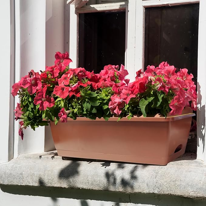 QPEY Window Box Planter, 10 Pack 17 Inch Plastic Flower Box - Image 6