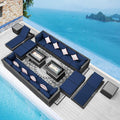 NICESOUL 20 Piece Extra Large Patio Furniture Set w/Fire Pit Table & Chaise by NICESOUL