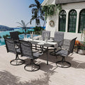 MELLCOM 7 Pieces Outdoor Dining Set, 6 Swivel Rocker Chairs by MELLCOM