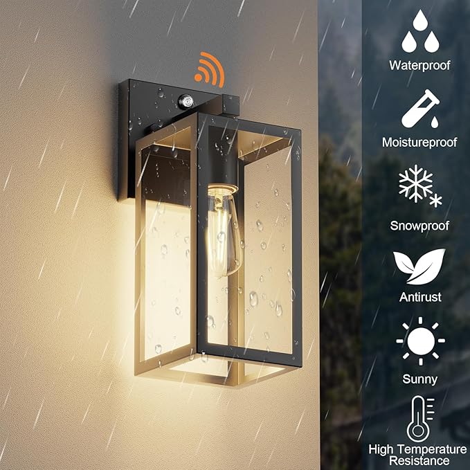 Kalium Dusk to Dawn Porch Outdoor Light, 2 Pack Wall Light Fixtures Waterproof - Image 2