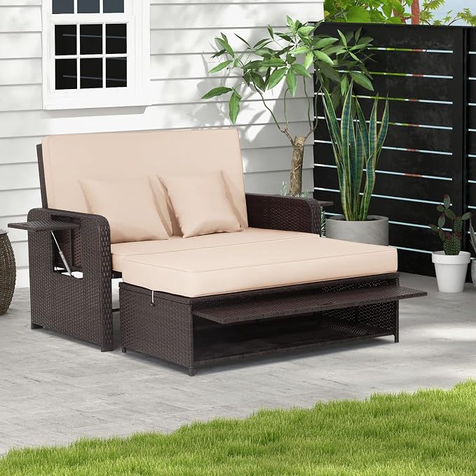 COSTWAY Patio Rattan Daybed - Image 2