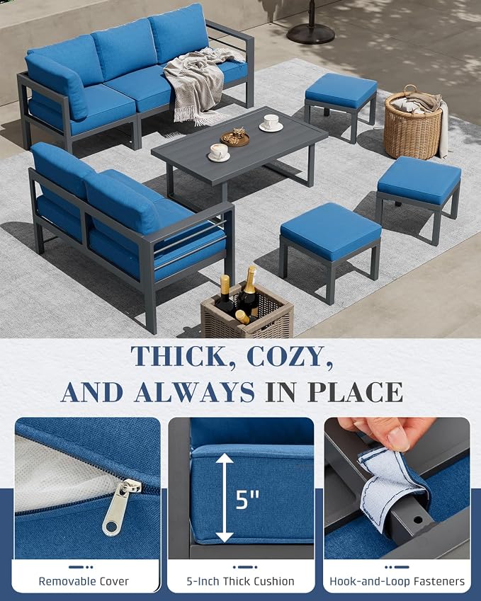 AECOJOY Aluminum Patio Furniture Set, 8 Seats Modern Outdoor Furniture - Image 4