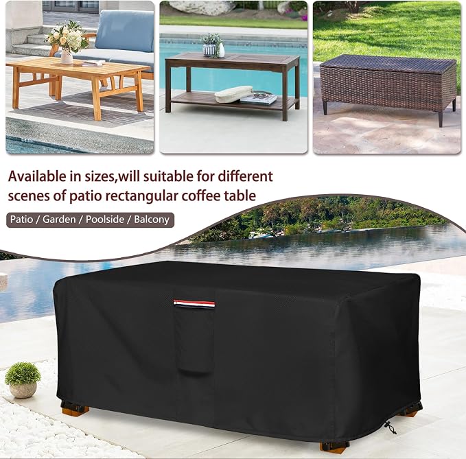 Outdoor Coffee Table Cover, Waterproof Rectangular Patio Small Side Table Cover - Image 4