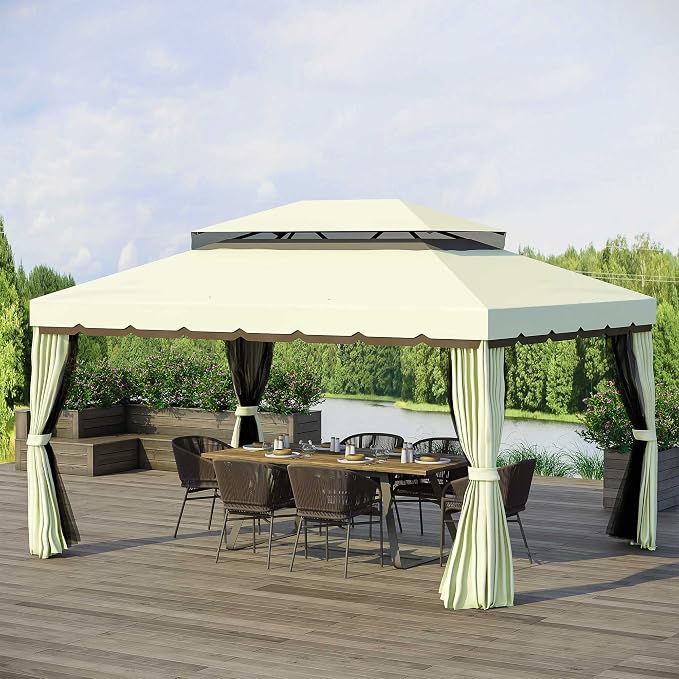 Outsunny 10' x 13' Patio Gazebo, Outdoor Gazebo Canopy Shelter - Image 2