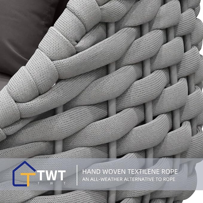 TWT Patio Sofa All-Weather Textilene Rope Balcony Furniture - Image 3