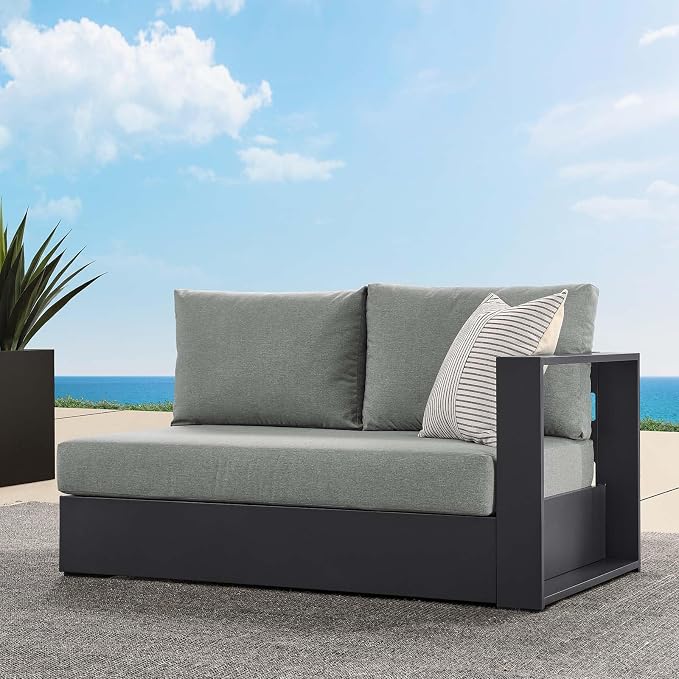 Modway Tahoe Aluminum Modular Right-Facing Outdoor Patio Loveseat Gray by Modway