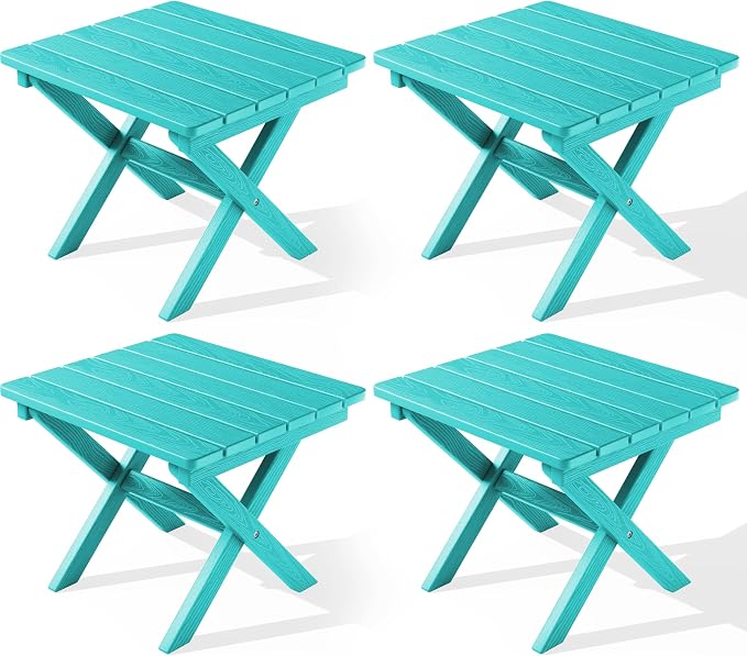 SERWALL Folding Outdoor Side Table Set of 4, Small Adirondack Side Table by SERWALL