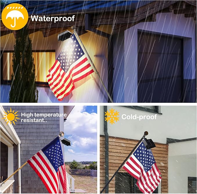 Solar Flag Pole Light, Bright Warm White 3000k Flagpole Light Upgrade Solar - Image 4