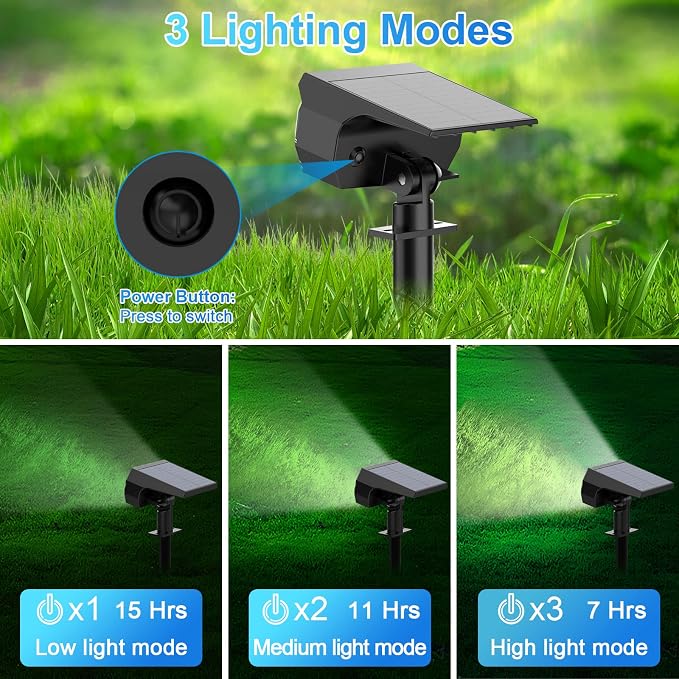 Solar Spot Lights Outdoor, Solar Lights Outdoor IP65 Waterproof, 3 Modes Solar - Image 3