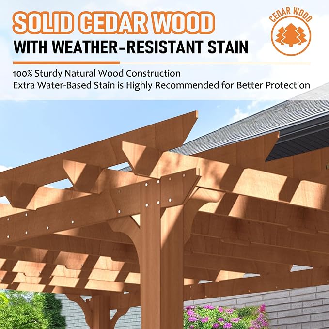 MUPATER 12x20 FT Retratable Wooden Pergola Gazebo - Image 3