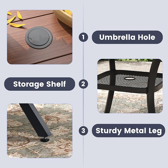 VICLLAX 47.2" Round Patio Table, Outdoor Dining Table - Image 4
