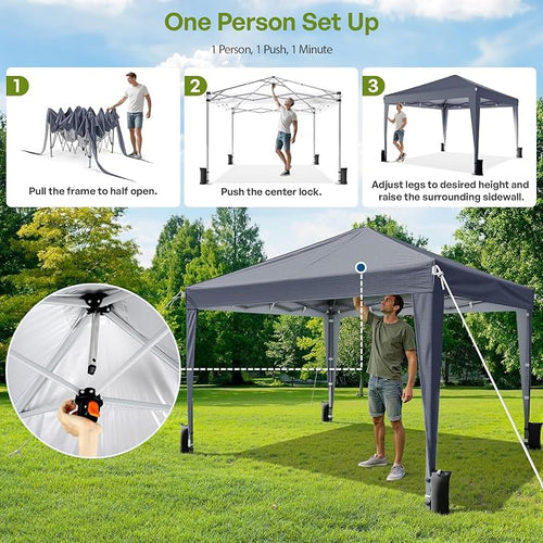 10x10 Pop Up Canopy with Sidewalls, Outdoor Instant Canopy Tent with Carry Bag - Image 2