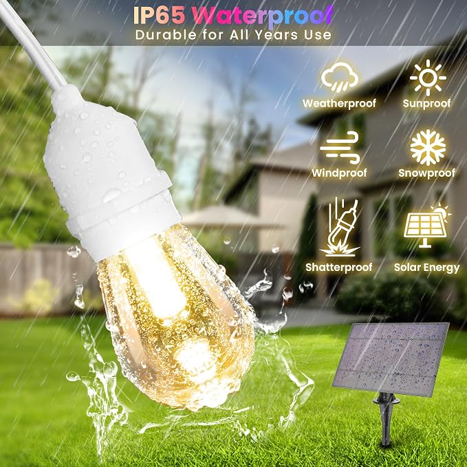 100FT RGB Solar Outdoor String Lights - Image 2